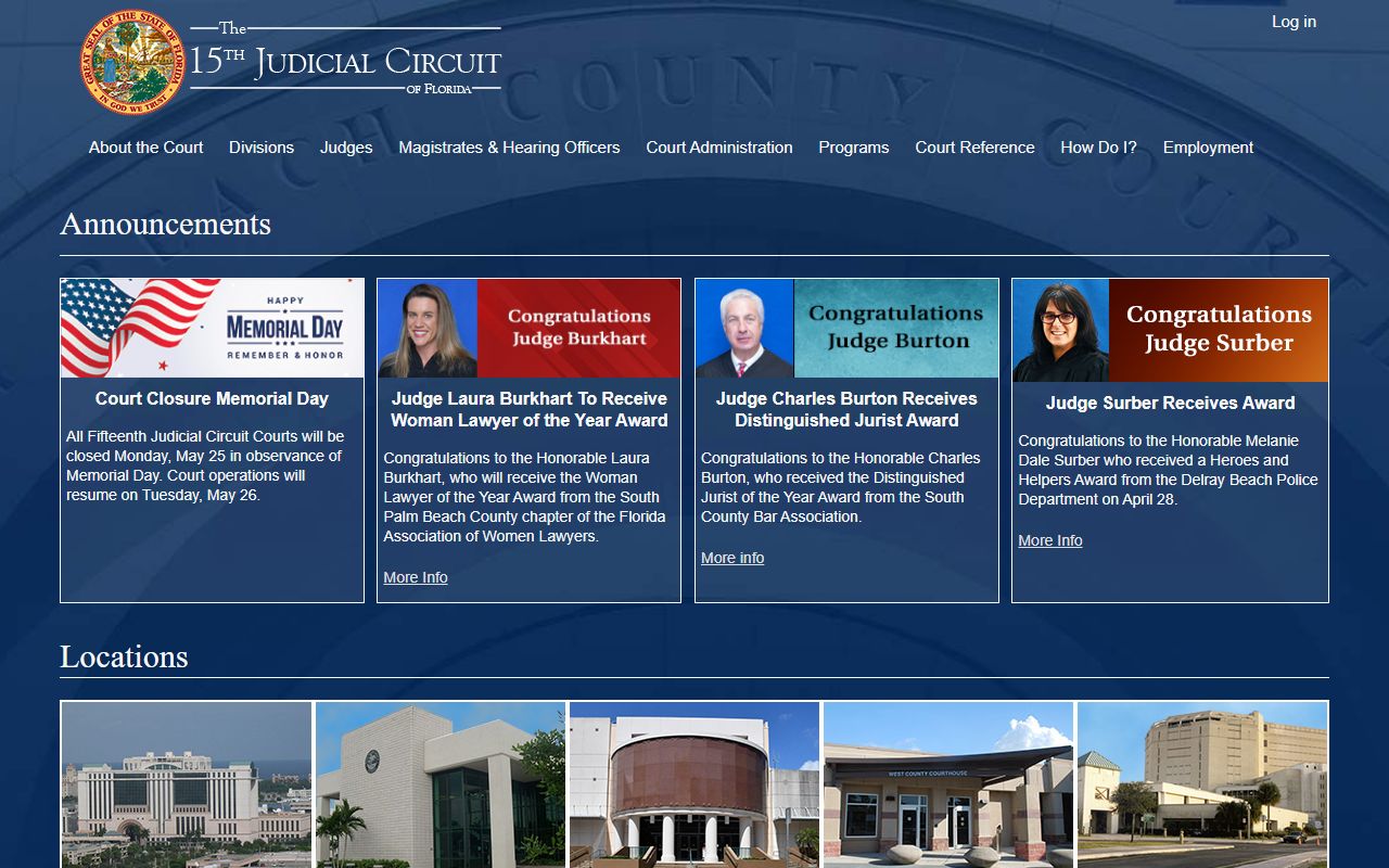 Palm Beach County court dockets Fifteenth Judicial Circuit home page