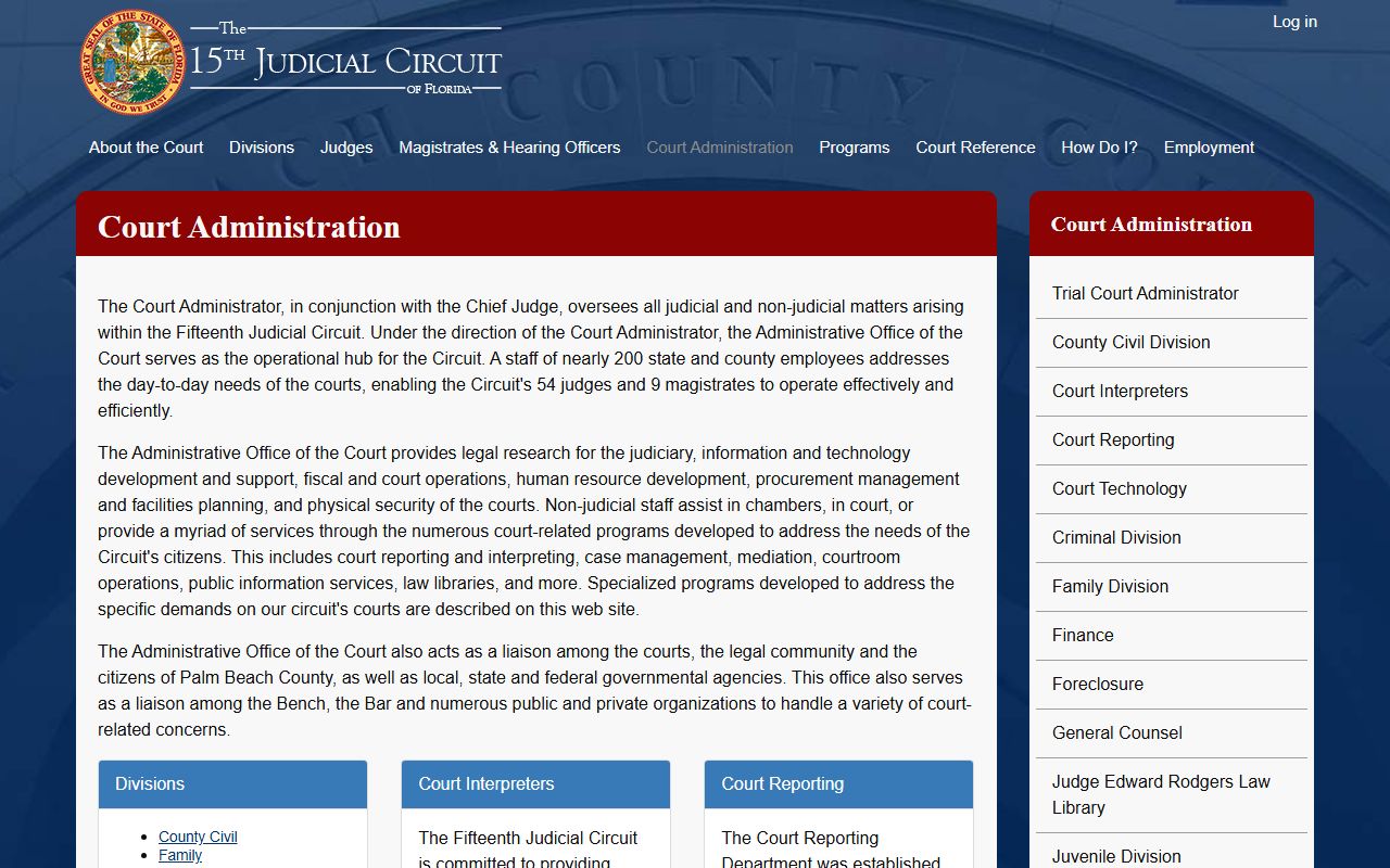 Palm Beach County court dockets court administration page