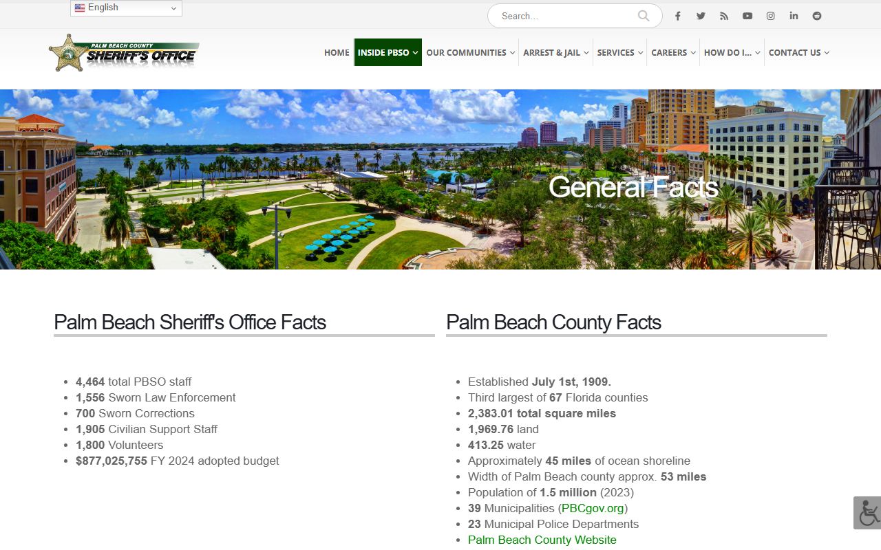 Palm Beach County arrest records PBSO general facts page