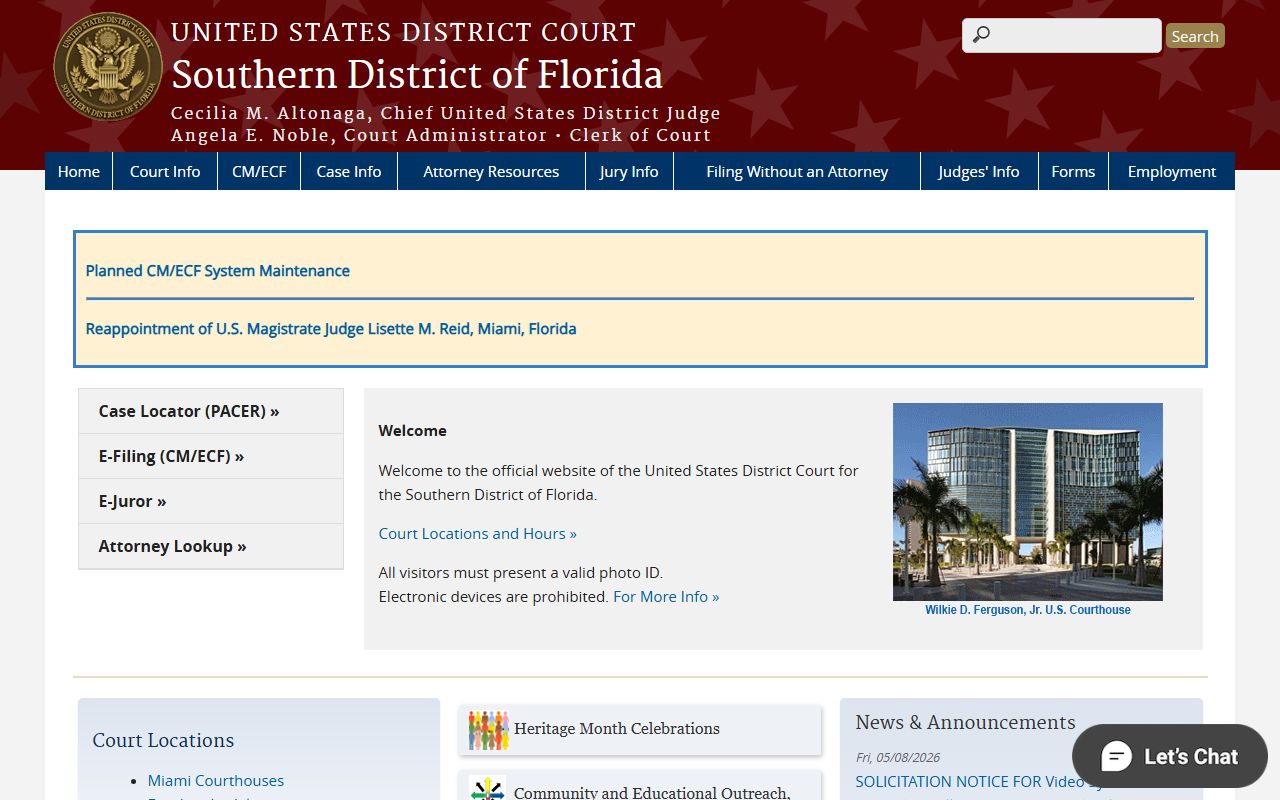 Palm Beach County district court U.S. District Court Southern District of Florida