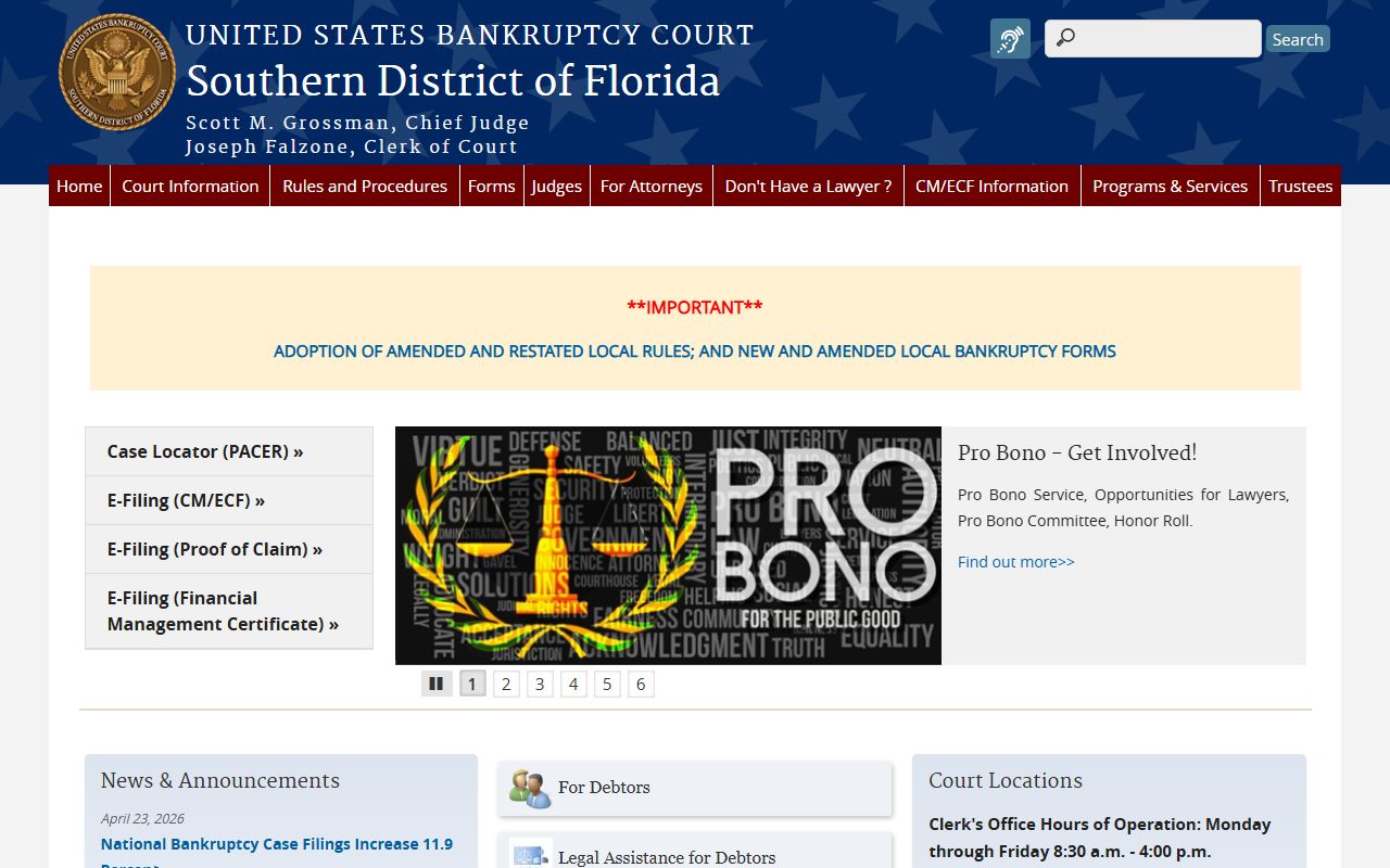 Palm Beach County district court U.S. Bankruptcy Court Southern District of Florida