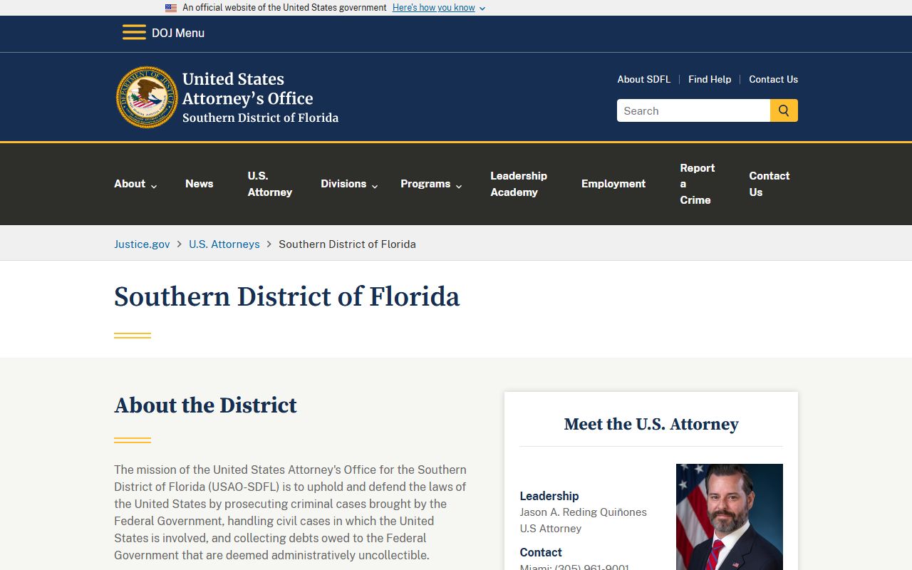 Palm Beach County inmate records U.S. Attorney Southern District of Florida