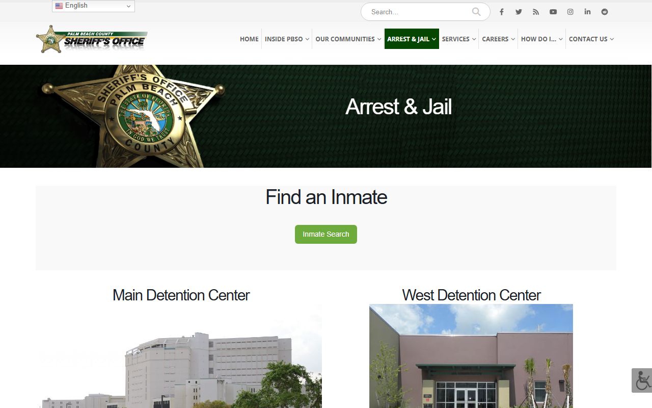 Palm Beach County warrant records PBSO arrest and jail menu